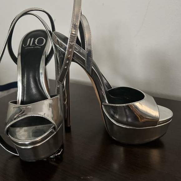 JLO Junnie Silver Sky High Platform Heels - Picture 2 of 5
